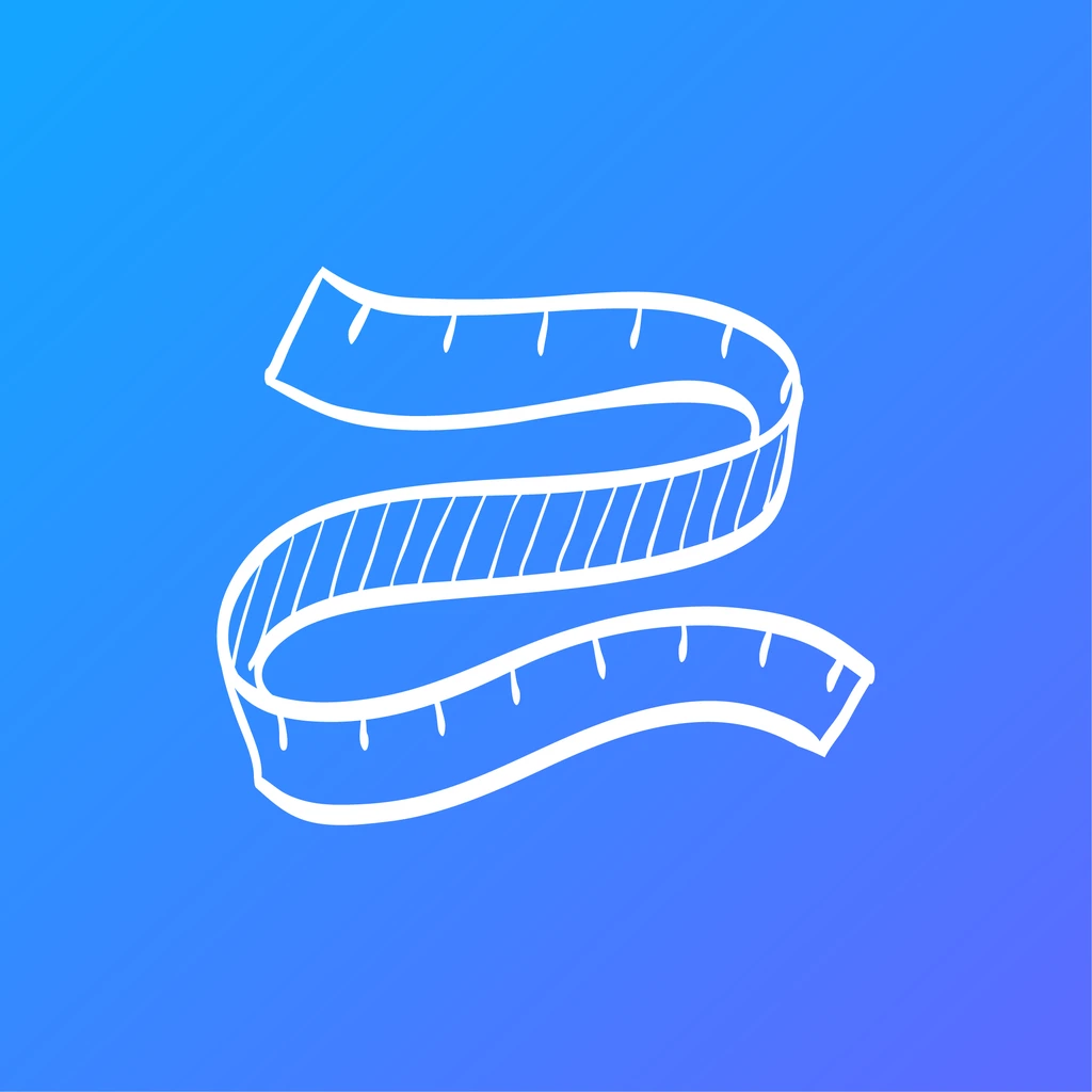 Logo of the Body Measurement Tracker app featuring a white measuring tape on a blue gradient background.